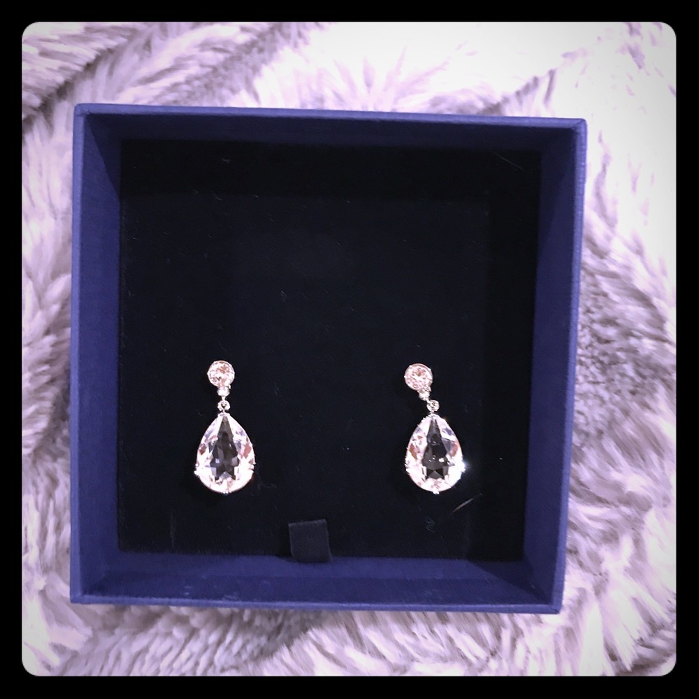 Swarovski, faux diamond earrings